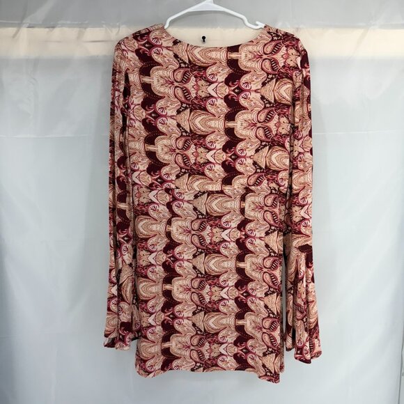 Free People Women 10 Ossie Vibes Tunic Dress Paisley Bell Sleeve Floral Mini - Picture 4 of 11